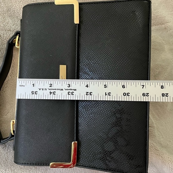 Dune London Black Faux Leather Python Snake Satchel Top Handle Crossbody Bag - Picture 15 of 16